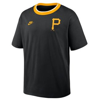 Nike Pittsburgh Pirates Cooperstown Ringer Nike Mens MLB T-Shirt in Black | 045Q0H6BPBB-N3R
