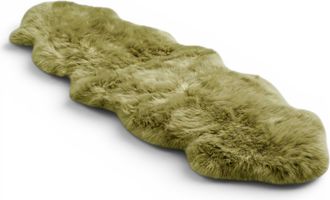 Infinity Leather Genuine Sheepskin Green Double Natural Fluffy Silky Soft Real Wool Rug