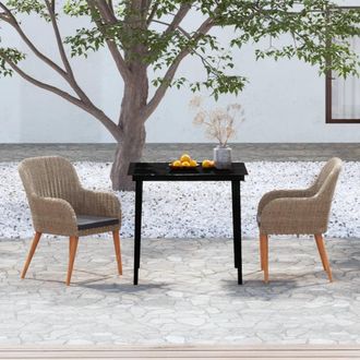 vidaXL Juego De Comedor De Jard&iacute;n 3 Piezas Con Cojines Marr&oacute;n Vidaxl
