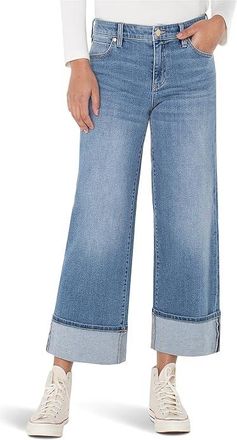 Liverpool L.A. Morgan Mid-Rise Cuffed Wide Leg Jean 27 Inseam Womens Clothing Klamath : 16 27, Cotton/Denim/Elastane