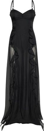 John Richmond Lange Jurk met Transparante Inzetstukken - Dames - Avondkleed - Zwart - XS - Kleedjes