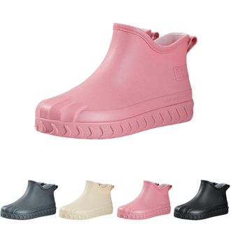 Generic Wellington Womens Rain Boots Waterproof Ankle Boots with Anti-Slip Traction Outdoor Casual Rubber Water Shoes for Boating, Camping, Farming, Outdoor W