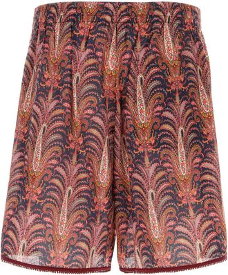 Valentino Garavani Mens Printed Cotton Bermuda Shorts Blumulticolor Exterior