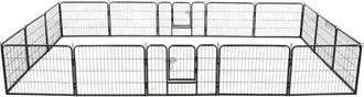 vidaXL Vidaxl - Corral Para Perros 16 Paneles De Acero 60x80 Cm Negro