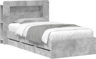 vidaXL Estructura De Cama Con Almacenamiento Y Cabecero Gris Hormig&oacute;n Vidaxl