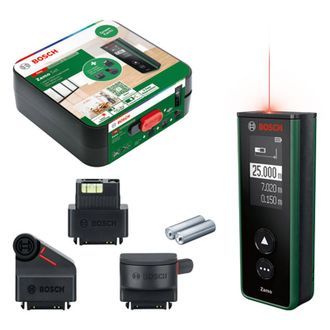 Bosch Medidor L&aacute;ser Zamo 4.&ordf; Gen. Con 3 Adaptadores (medici&oacute;n F&aacute;cil Y Precisa Hasta 25 M, Pilas Recargables Mediante Usb-c, Con Funci&oacute;n De Acoplamiento, En 