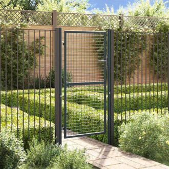 vidaXL Cancello da giardino in rete di acciaio zincato 100x175 cm grigio - Vidaxl
