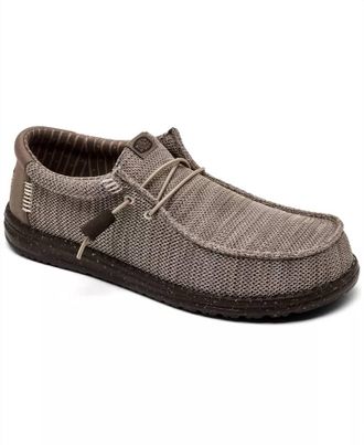 Hey Dude Mens Wally Stretch Sox Slip-On Casual Moccasin Sneakers In Dark Taupe