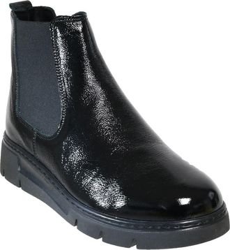 David Tate Promo Leather Chelsea Boot in Black Crinkle Patent at Nordstrom, Size 39