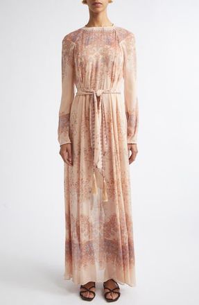 Zimmermann Valiant Print Long Sleeve Maxi Dress in Peach Paisley at Nordstrom, Size 0