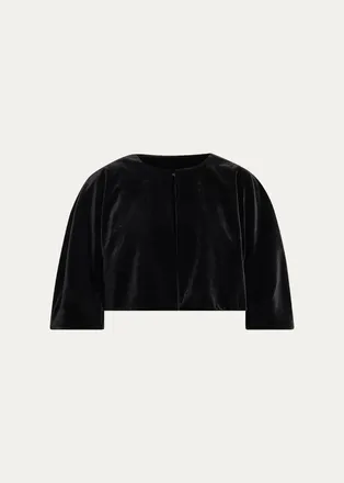 Teri Jon Cropped Velvet Bolero