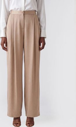 Tom Ford Pantaloni palazzo a vita alta in pura seta con gamba larga