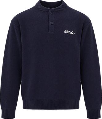 Axel Arigato Navy Textured Cotton-Blend Sweater