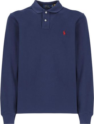 Ralph Lauren Slim-fit Long-sleeve Polo Shirt - Heren - Polos - Blauw - XL - Katoen - Tops