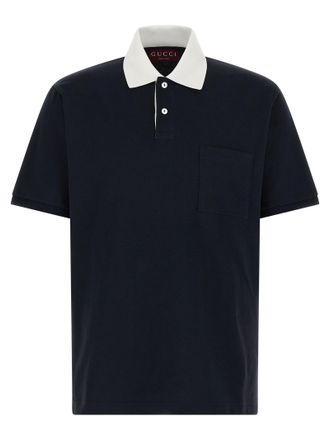 Gucci Blue Cotton Polo Mens Shirt