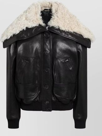 The Attico shearling collar leather bomber jacket