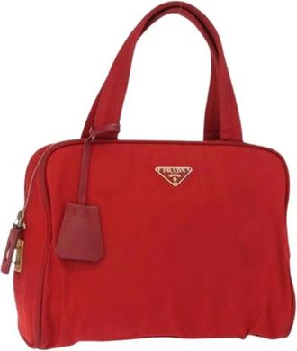 Prada Pre-owned Handbags, female, Red, Size: ONE SIZE Pre-owned Nylon Handbag