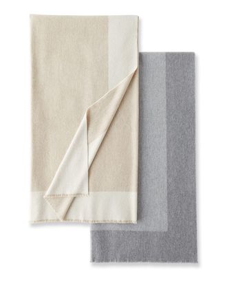 Sofiacashmere Border Stripe Cashmere Double-Face Throw Blanket