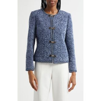 Elie Tahari Dionne Tweed Jacket in Cremona Blue Tweed at Nordstrom Rack, Size Small