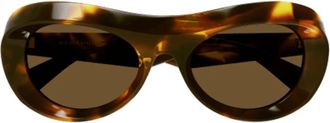 Bottega Veneta Ovale Zonnebril - Dames - Zonnebrillen - Bruin - ONE Size - Accessoires