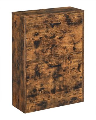 Vasagle Armario zapatero con 2 estantes para 8-12 pares de color marr&oacute;n