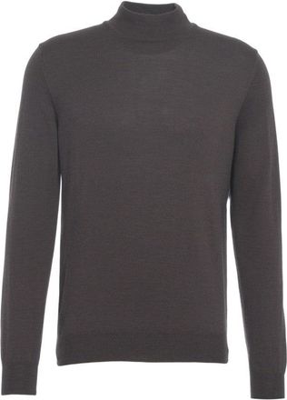 KANGRA Grey Turtleneck Sweater With Ribbed Details
