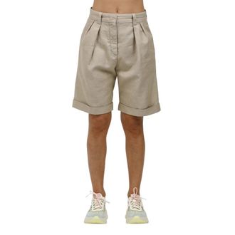 Aspesi Katoenen en linnen Bermuda shorts - Dames - Korte Broeken - Grijs - XS - Katoen - Korte Broeken