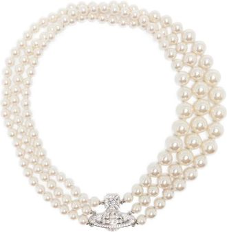 Vivienne Westwood Collana Orb con perle sintetiche - Argento