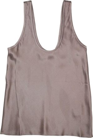 Anine Bing Lea scoop-neck top - women - Silk - M - Brown