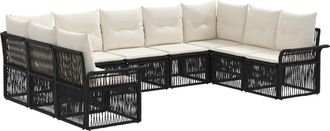 vidaXL Conjunto De Sof&aacute;s De Jard&iacute;n 9 Uds. Negro Rat&aacute;n Sint&eacute;tico Vidaxl