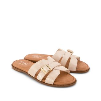 Toms Toms Sol Mule Leather Womens Champagne Sandals - Gold - Size UK 4