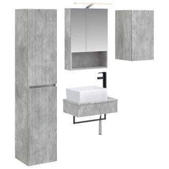 vidaXL Juego De Muebles De Ba&ntilde;o 5 Pcs Gris Hormig&oacute;n Vidaxl