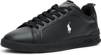 Polo Ralph Lauren Heritage Court II Leather Sneaker Mens Shoes Black/Silver : 11.5 D - Medium