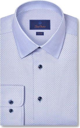 David Donahue Fit Cotton Dobby Dress Shirt in Sky/berry at Nordstrom, Size 15.5 - 32