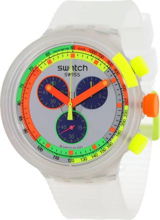 Swatch Neon Jelly Chronograph Quartz Silver Dial Watch SB02K100