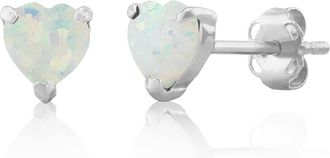MAX + STONE 925 Sterling Silver 5mm Round Heart Gemstone Hoop Earrings