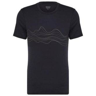 Stoic Merino155 LaholmSt. Print T-Shirt Lines Merinoshirt f&uuml;r Herren | schwarz
