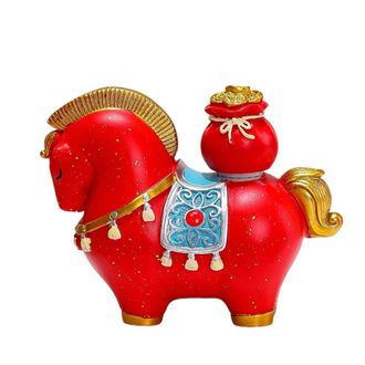 OEM Simpatica Statuetta Del Cavallo Zodiacale - Borsa Portafortuna Rossa