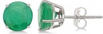 Allurez Emerald Stud Earrings Sterling Silver Prong Set (2.50ct)