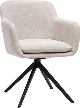 Miliboo Silla Giratoria 360&deg; En Tela Efecto Terciopelo Texturizado Beige Y Metal Negro Amika