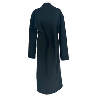 Max Mara Sportmax Longsleeve Drape Midi Dress in Black Polyester