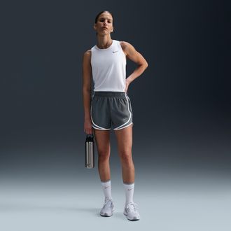 Nike Womens Tempo Dri-FIT Mid-Rise Brief-Lined Running Shorts in Grey | HM6096-085