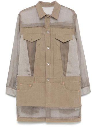 sacai panelled mini dress - women - Polyester/Cotton - 3 - Brown