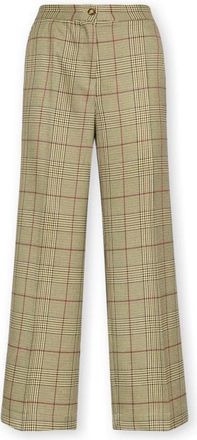 Elena Miro Palazzo broek met ruitpatroon - Dames - Wijde Broeken - Beige - 2XL - Polyester - Broeken