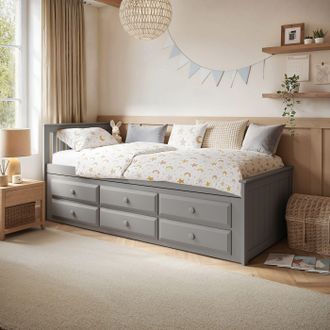 Flair Montana Captains Bed with Drawers in Grey | Size: Single