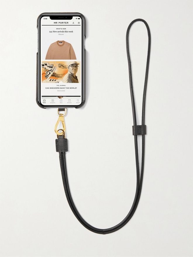 TOM FORD ブラックレザー iPhone11 proケース Tom Ford Logo-Print Full-Grain Leather iPhone 11 Pro Case with