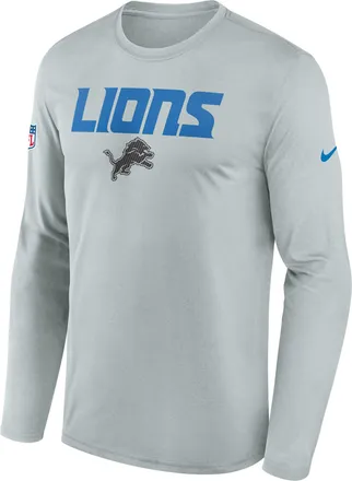 Nike Detroit Lions Rivalries Collection Sideline Legend Nike Mens Dri-FIT NFL Long-Sleeve T-Shirt in Grey | 02TJ07R9J-X5L