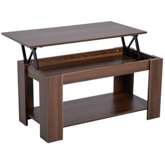 HOMCOM Coffee Table - 50/63H cm-Natural Wood Grain Colour - Home Living | TJ Hughes Natural