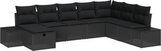 vidaXL Conjunto De Sof&aacute; De Jard&iacute;n 8 Pcs Negro 55 X 62 X 69 Cm Vidaxl
