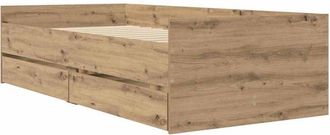 vidaXL Estructura De Cama Con Caj&oacute;n Roble Artesanal 90 X 190 Cm Vidaxl